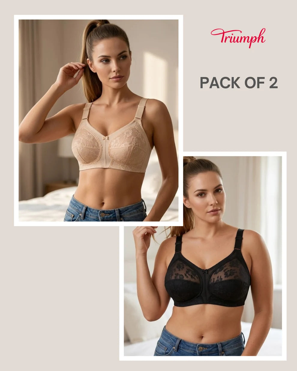 BUY 1 GET 1 FREE OFFER PACK OF 02 SPECIAL BUMPER OFFER TRIUMPH DOREEN MINIMIZER BRA UPTO 70% OFF BEST BRA FOR SUMMER