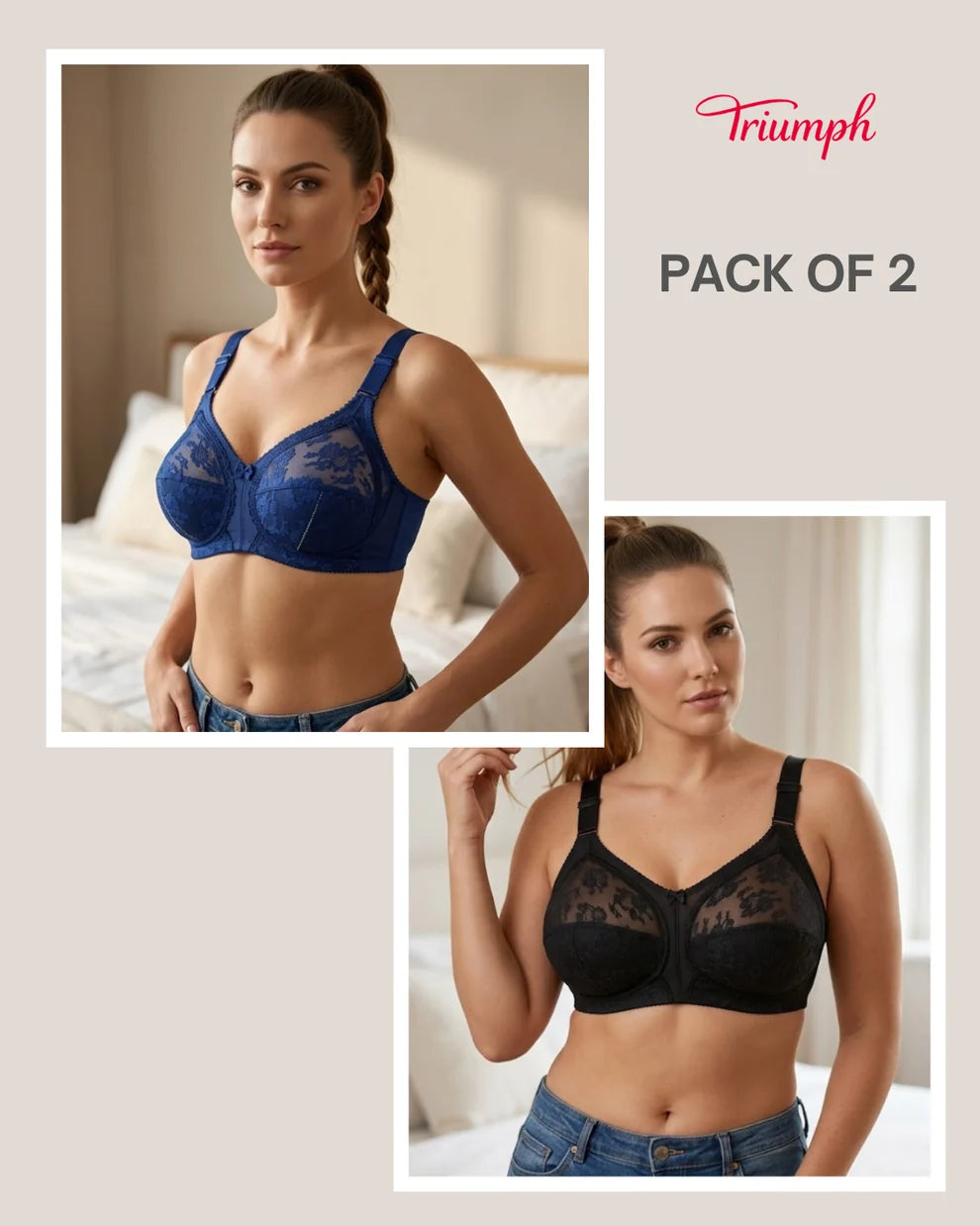 BUY 1 GET 1 FREE OFFER PACK OF 02 SPECIAL BUMPER OFFER TRIUMPH DOREEN MINIMIZER BRA UPTO 70% OFF BEST BRA FOR SUMMER