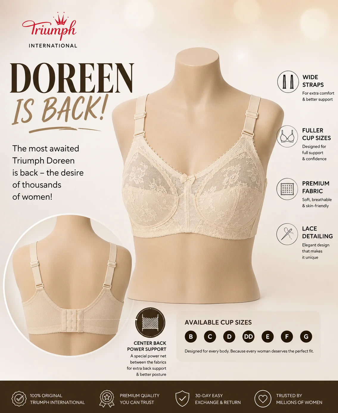 BUY 1 GET 1 FREE OFFER PACK OF 02 SPECIAL BUMPER OFFER TRIUMPH DOREEN MINIMIZER BRA UPTO 70% OFF BEST BRA FOR SUMMER